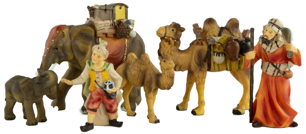 Stimmungsvolle Weihnachtskrippe Gotthard dunkel inkl. 24-tlg. Figurensatz K 002, Maße Krippe: ca. 90 x 40 x 40 cm